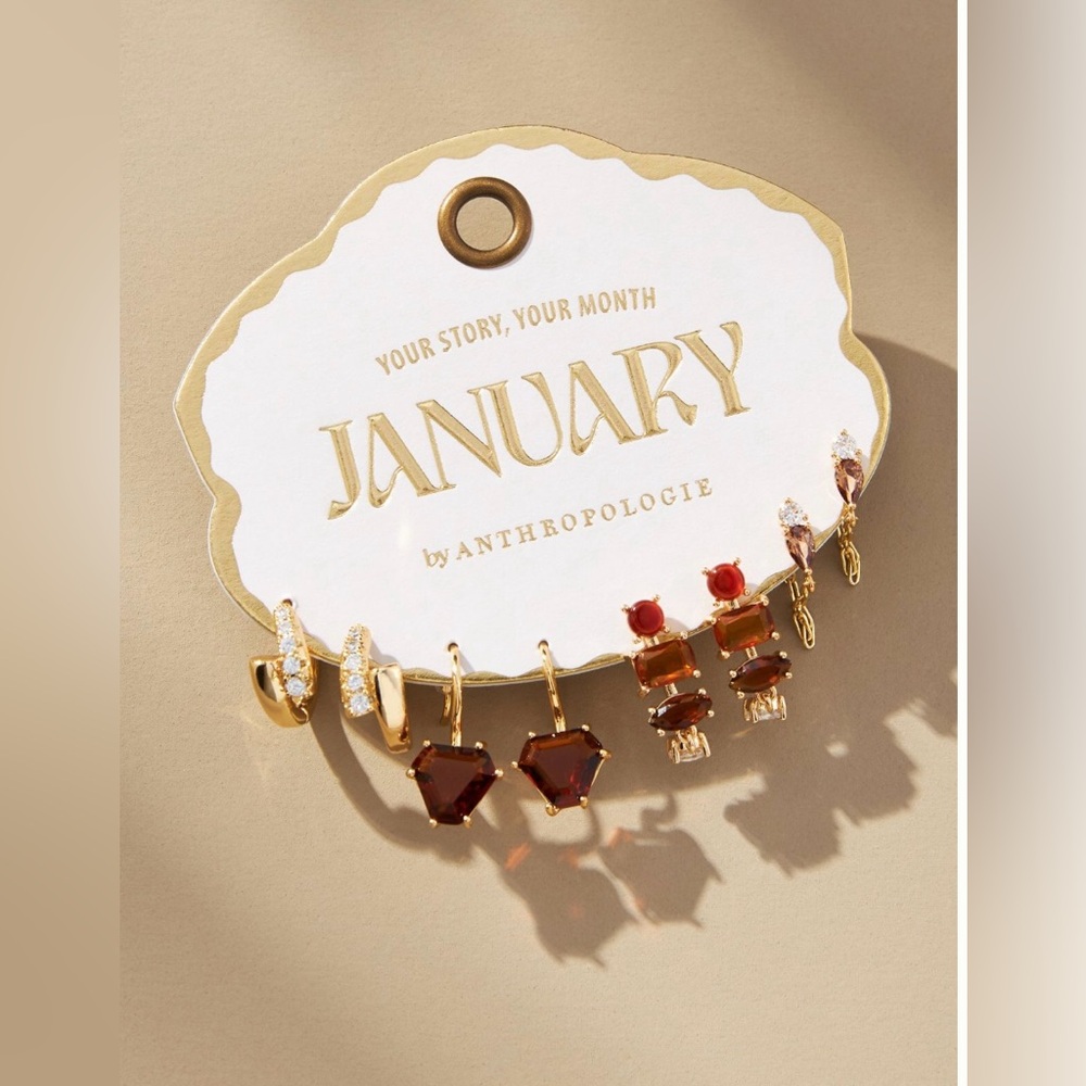 Anthropologi birthstone huggie earrings set of 4